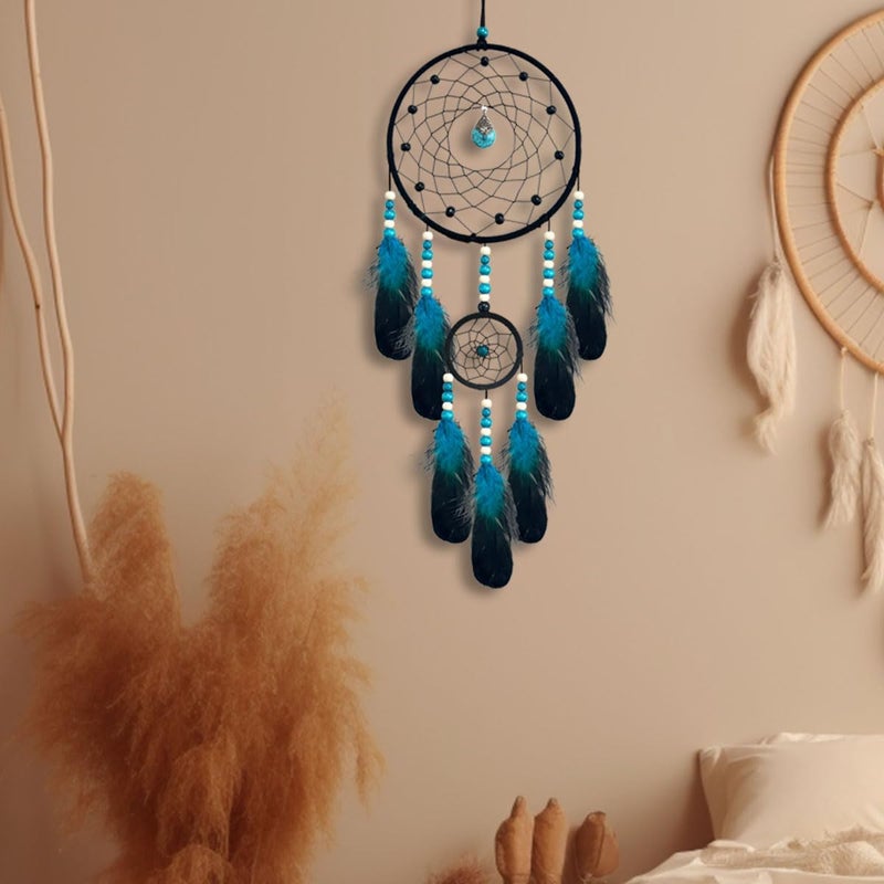 Awlee Dream Catchers for Adults Room Decor Blue Black Dreamcatcher Bedroom Wall Art Ornament Hanging Handmade Craft Gifts for Kids Boy - Image 5